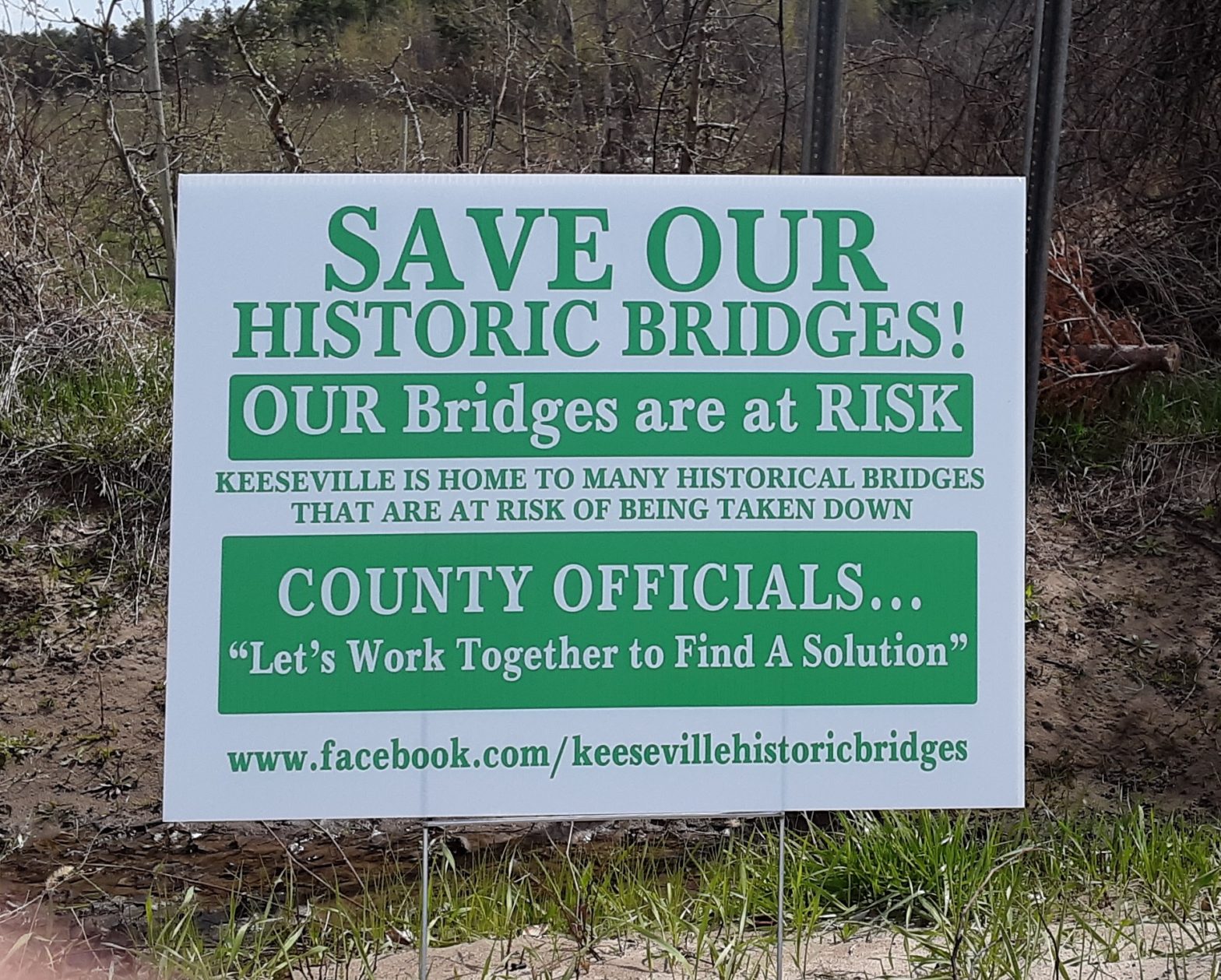 Save Our Historic Bridges sign