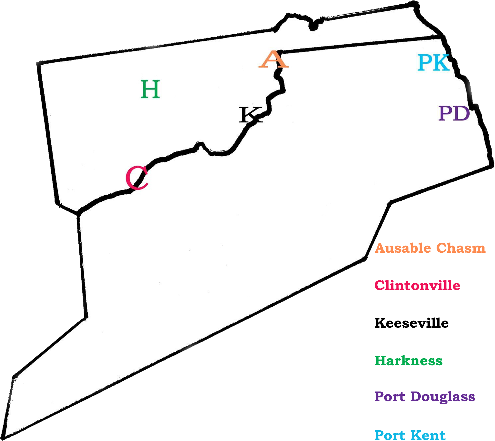 Ausable Chesterfield image map of hamlets