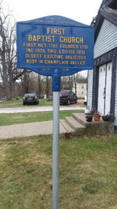 Keeseville First Baptist Church historical marker, 61 Liberty Street, Keeseville