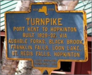 Port Kent-Hopkinton Turnpike historical marker, Route 9N, Clintonville