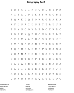 Geography word search puzzle