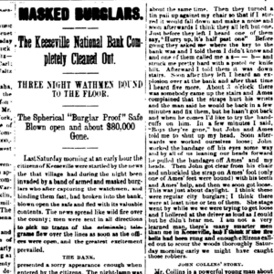 Plattsburgh Republican, July 14, 1877: The Spherical "Burglar Proof" Safe Blown open