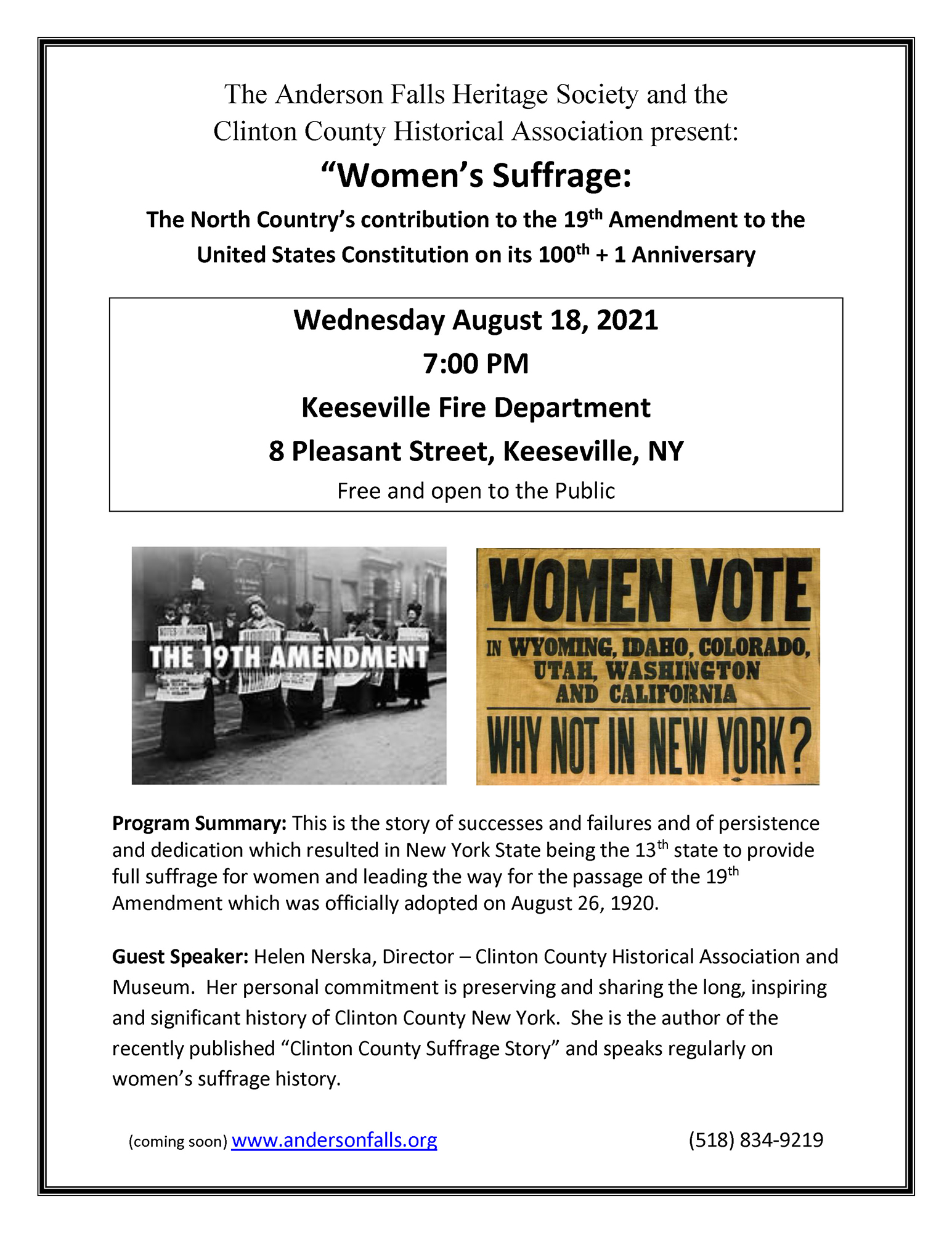 Women's Suffrage program flyer