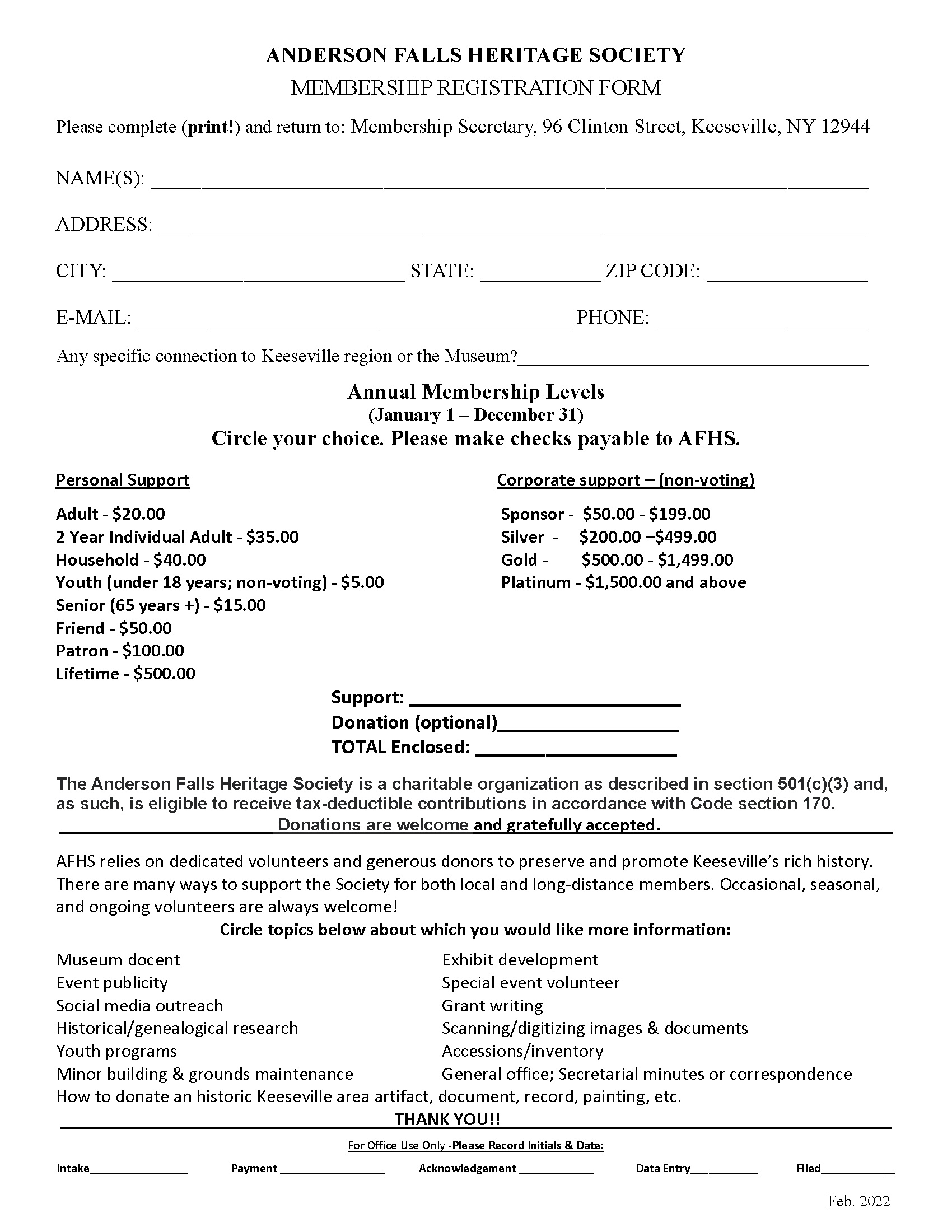 Membership Application Form